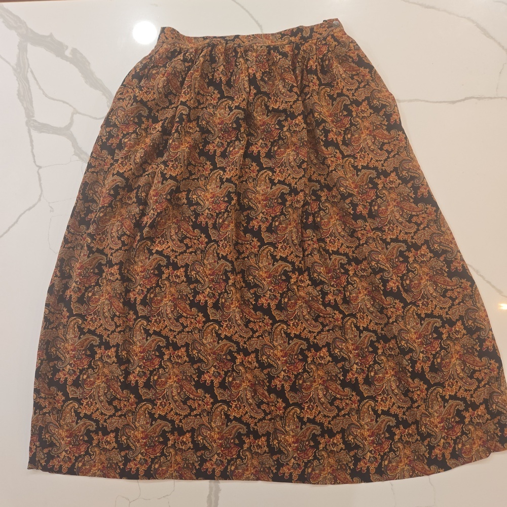 VTG 80s 100% Silk Paisley Boho Fairycore Maxi Skirt Medium - Picture 5 of 7